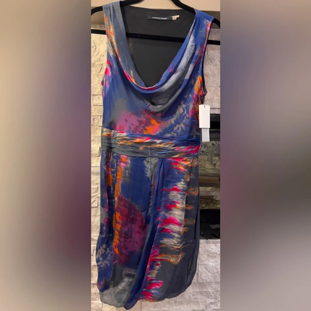 Andrew Marc Cowl Neckline Silk Dress size 8
